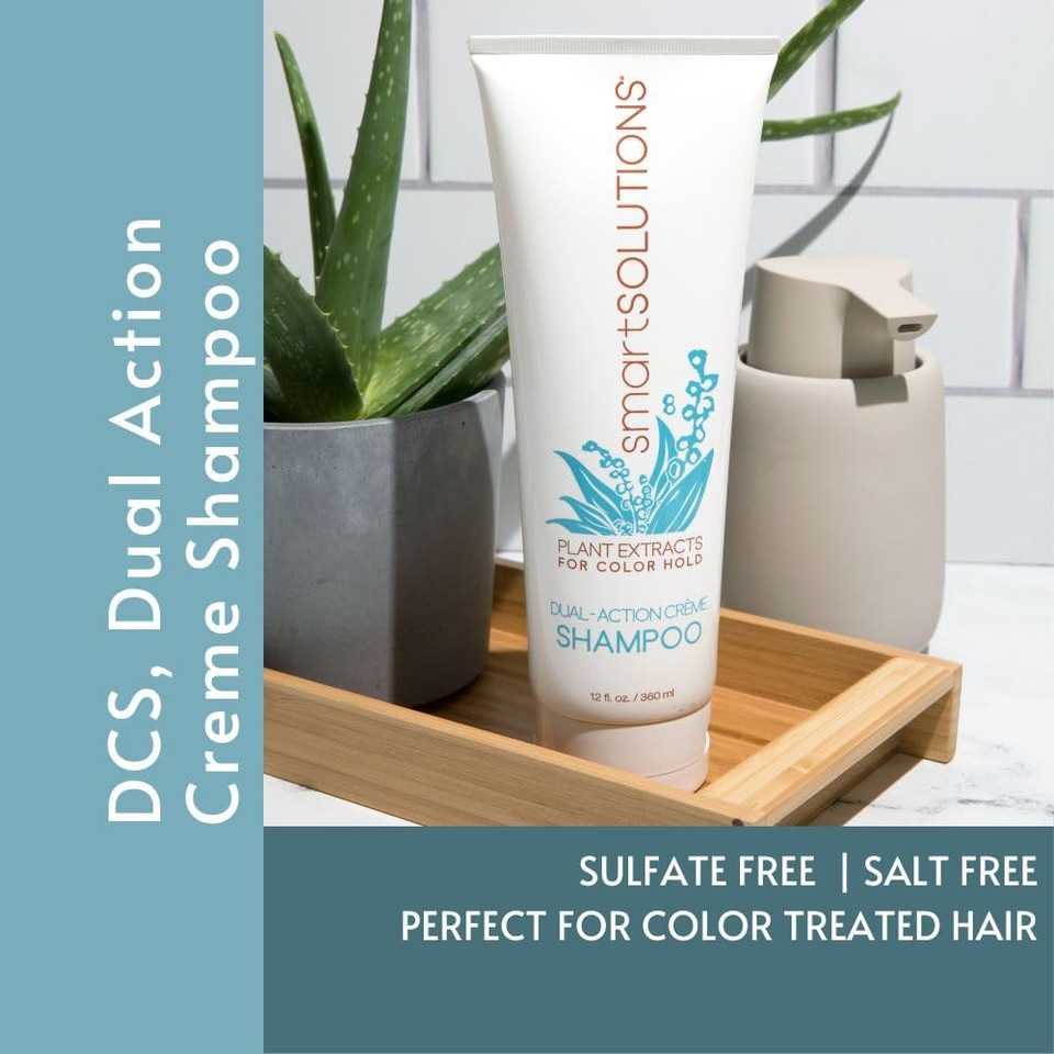 Smartsolutions Dual-Action Creme Shampoo | Sulfate, Paraben & Sodium Chloride Free | Color Safe & Chemically Treated Hair Safe (8 Fl Oz)