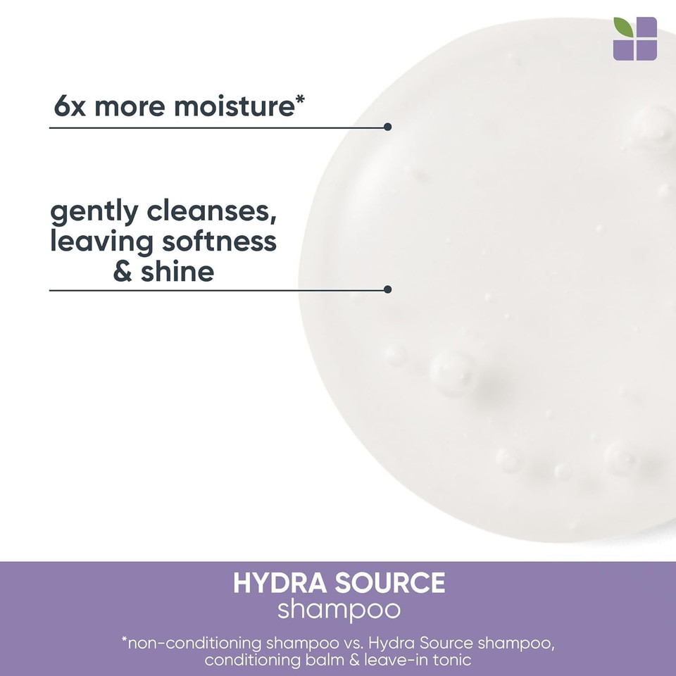 Biolage Hydra Source Shampoo | Hydrates & Moisturizes Dry Hair | Helps Repair Split Ends | For Dry Hair | Salon Shampoo | Weightless, Soft Finish | Vegan | Paraben & Cruelty-Free33.8 Fl Oz (Pack Of 1)