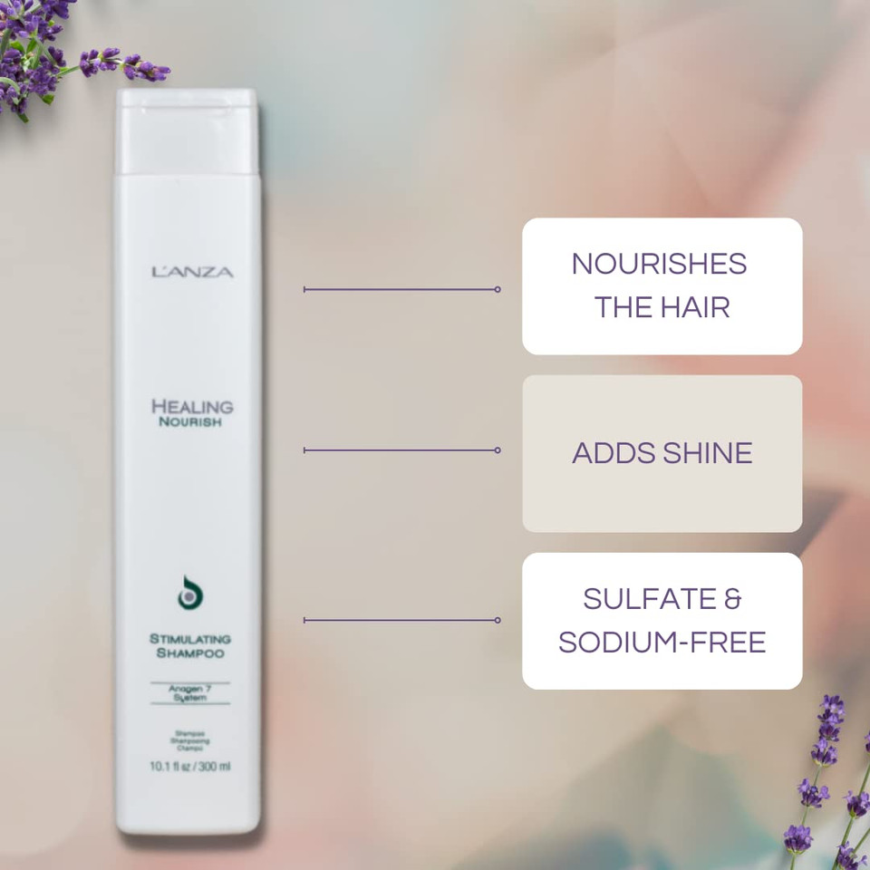 L'Anza Healing Nourish Stimulating Shampoo, Encourages Healthy Hair Growth While Eliminating Dead Skin Cells, Sebum, Residue & Dht, For A Healthy And Fresh Hair And Scalp (10.1 Fl Oz)