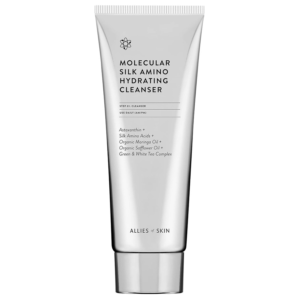 Allies Of Skin Molecular Silk Amino Hydrating Cleanser: Hyaluronic Acid, Ceramides, Safflower & Moringa Oils. Nourishes, Conditions & Repairs 100 Ml/2.4 Oz