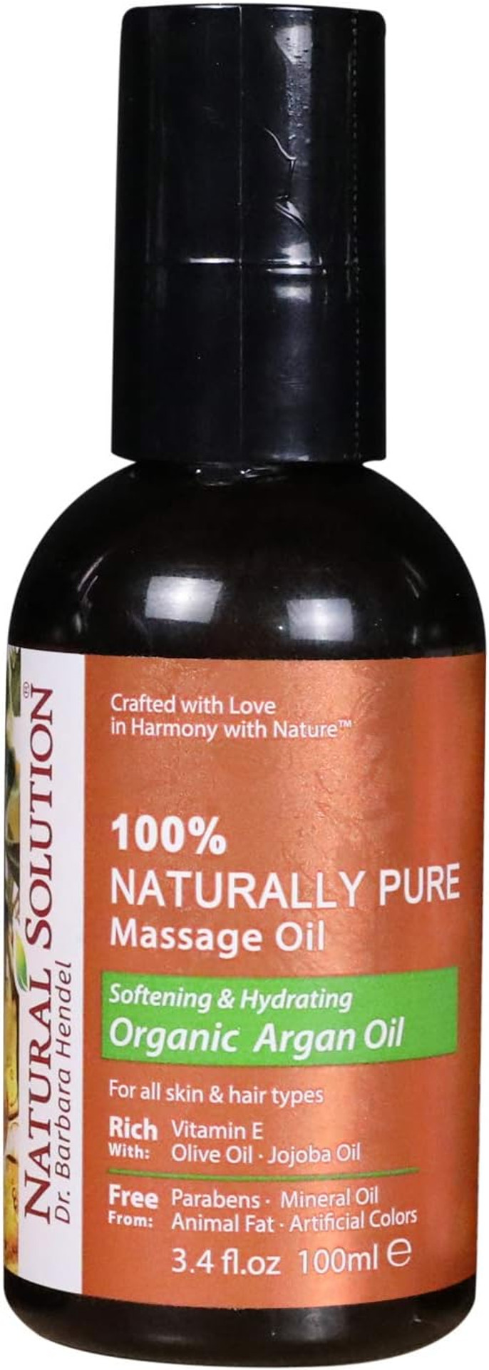 Natural Solution 100% Naturally Pure Massage Oil,For Aromatherapy Relaxing Massage,Organic Argan Oil,Jojoba Oil & Olive Oil,Hair & Skin Care Benefits,Softening & Hydrating - 3.4 Oz Oily 8606B