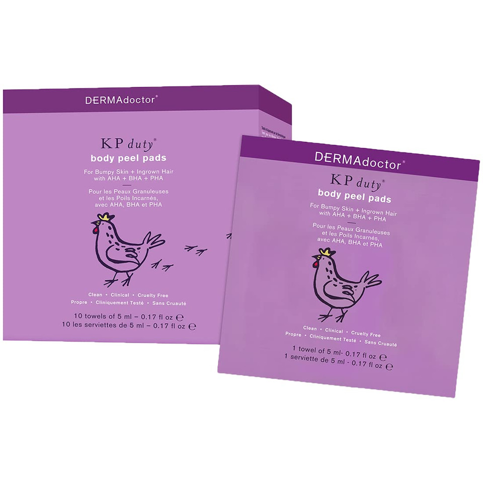 Dermadoctor Kp Duty Body Peel Pads For Bumpy Skin + Ingrown Hair With Aha + Bha + Pha, 10 Count