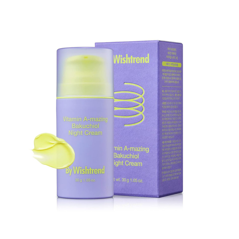 By Wishtrend Vitamin A-Mazing Bakuchiol Night Cream, Korean Retinal Moisturizer To Start Well-Aging, Retinol, Night Treatment For Fine Line, Saggy, Dry Skin For Sensitive Skin, 1.05 Oz, 30G