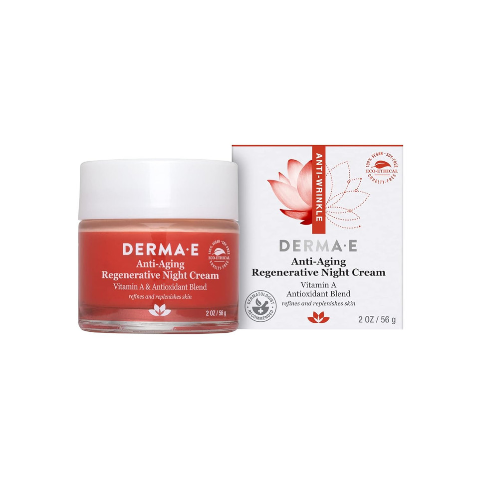 Derma E Anti-Aging Regenerative Night Cream  Firming Astaxanthin Moisturizer For Face  Lightweight Overnight Anti-Wrinkle Cream With Jojoba Oil And Vitamin E, 2 Oz Derma E Anti-Aging Regenerative Night Cream  Firming Astaxanthin Moisturizer For Face  Lightweight Overnight Anti-Wrinkle Cream With Jojoba Oil And Vitamin E, 2 Oz