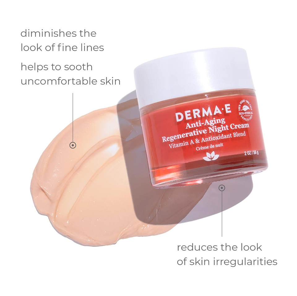 Derma E Anti-Aging Regenerative Night Cream  Firming Astaxanthin Moisturizer For Face  Lightweight Overnight Anti-Wrinkle Cream With Jojoba Oil And Vitamin E, 2 Oz Derma E Anti-Aging Regenerative Night Cream  Firming Astaxanthin Moisturizer For Face  Lightweight Overnight Anti-Wrinkle Cream With Jojoba Oil And Vitamin E, 2 Oz