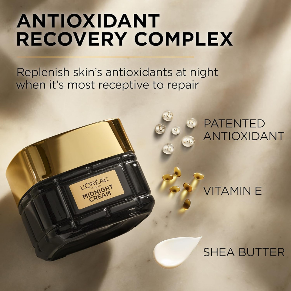 L'Oreal Paris Age Perfect Anti-Aging Midnight Cream, Reduce Wrinkles & Firm 1.7Oz + Serum Sample
