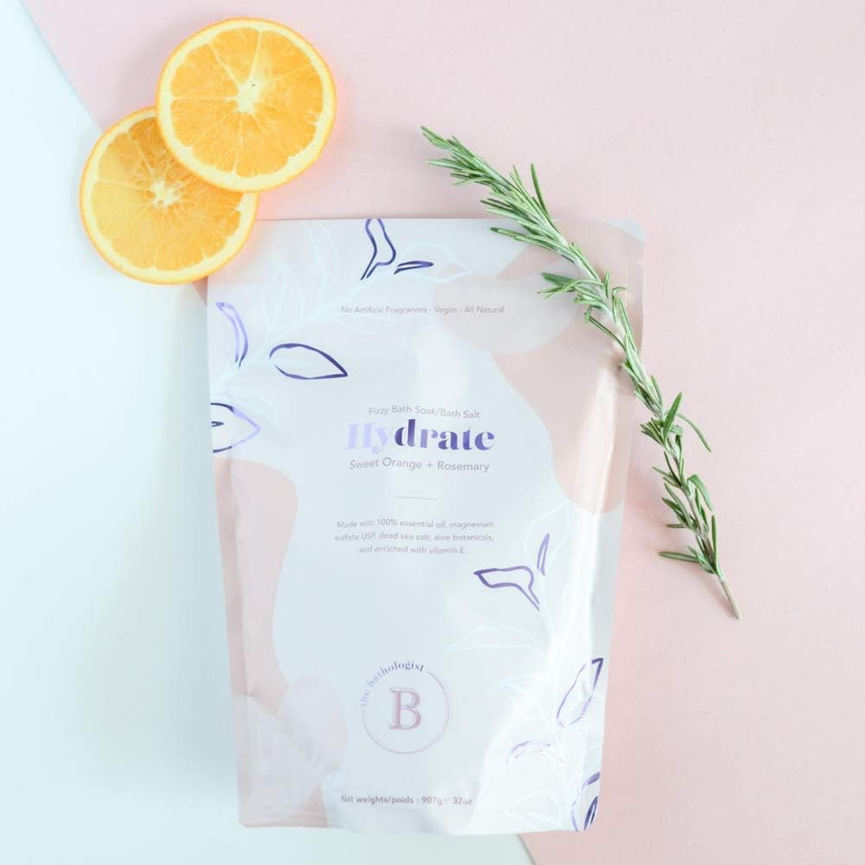 The Bathologist Hydrate Sweet Orange + Rosemary Vegan, All Natural, Fizzy Bath Soak 2Lb Bag (Good For 10+ Baths)