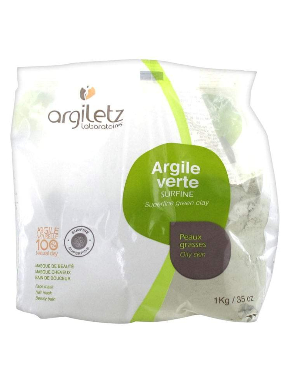Argiletz Green Clay Surfine 2.2Lb/1Kg. 100% Sourced And Produced In France