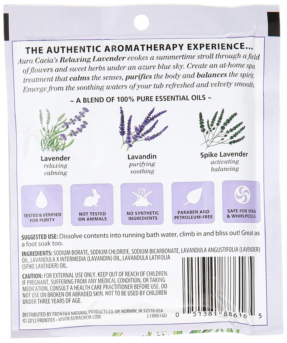 Aura Cacia Aromatherapy Mineral Bath, Relaxing Lavender, 2.5 Ounce Packet (Pack Of 3)