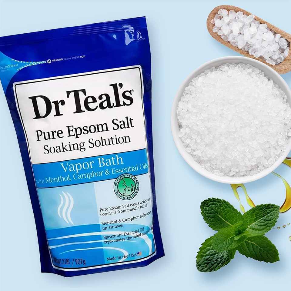 Dr Teal'S Pure Epsom Salt, Vapor Bath With Menthol & Camphor, 2 Lbs (Pack Of 3) (Packaging May Vary)2.00 Pound (Pack Of 3)
