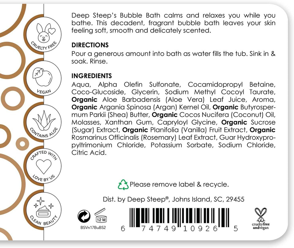 Deep Steep Bubble Bath, 17 Oz (Brown Sugar Vanilla)