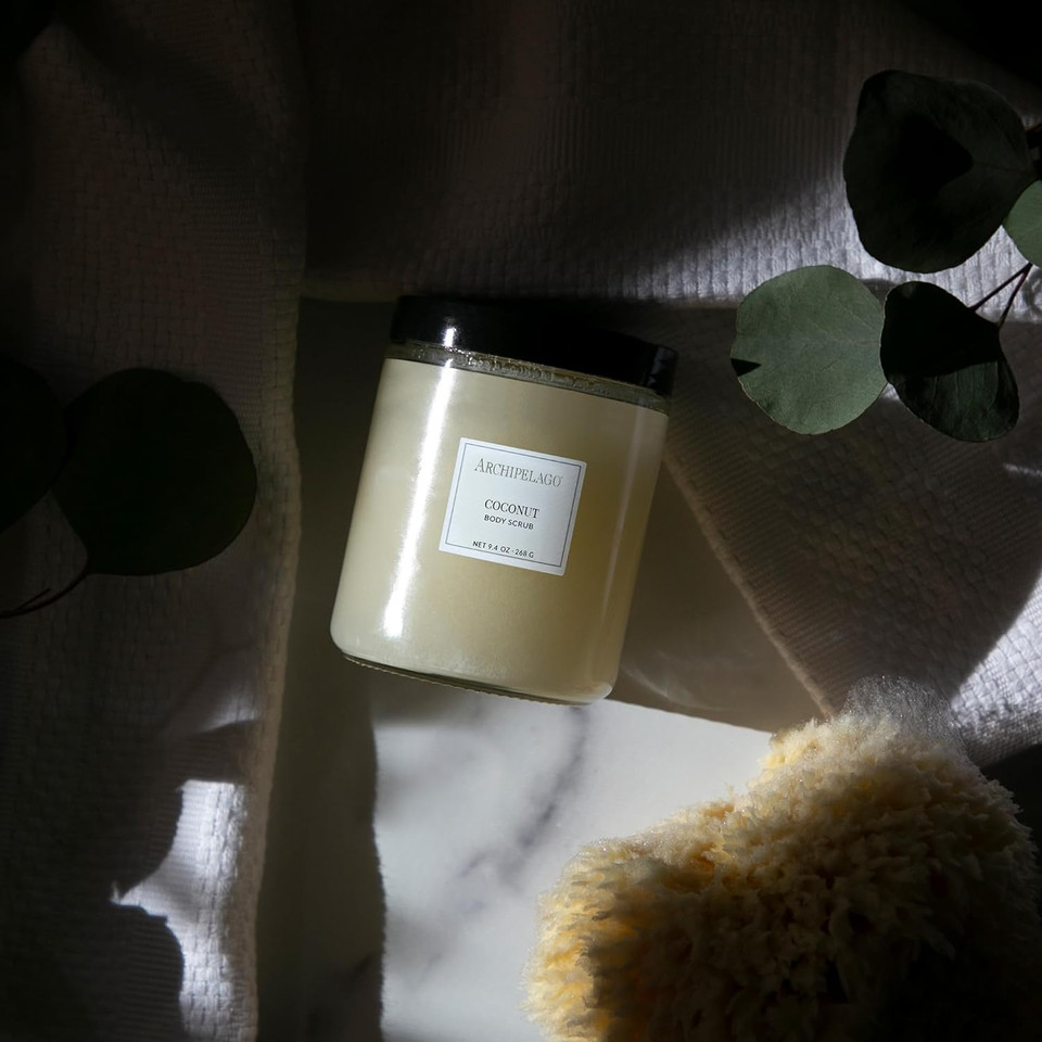 Archipelago Botanicals Coconut Body Scrub | Malayan Coconut With Citrus Hints | Exfoliate And Rejuvenate (9.4 Oz)