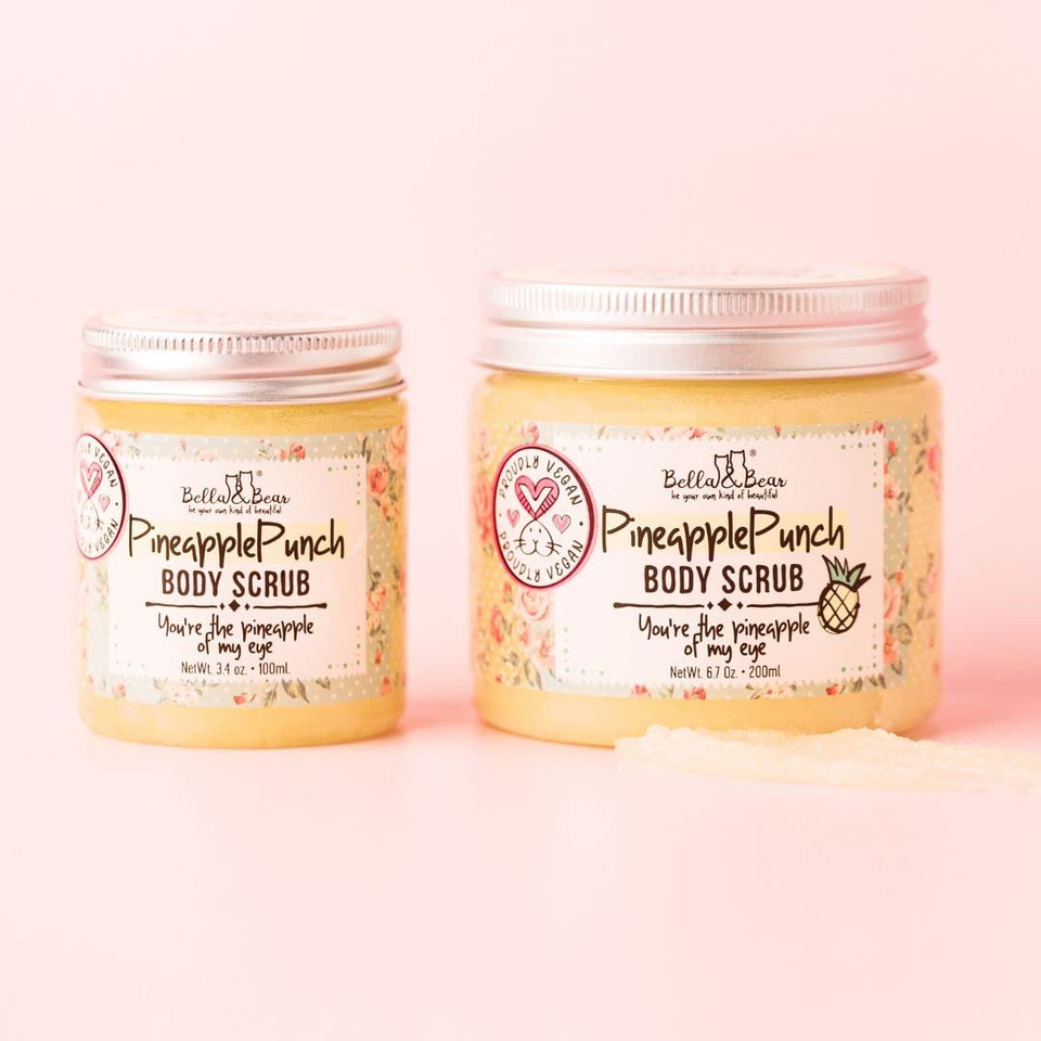 Bella & Bear Pineapple Body Scrub Exfoliator - Vegan Travel Size (3.4Oz)