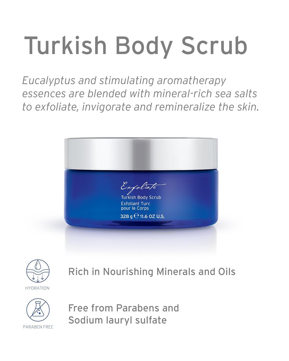 Kerstin Florian Aromatherapy Turkish Body Scrub, Exfoliating Sea Salts With Eucalyptus 11.6 Oz