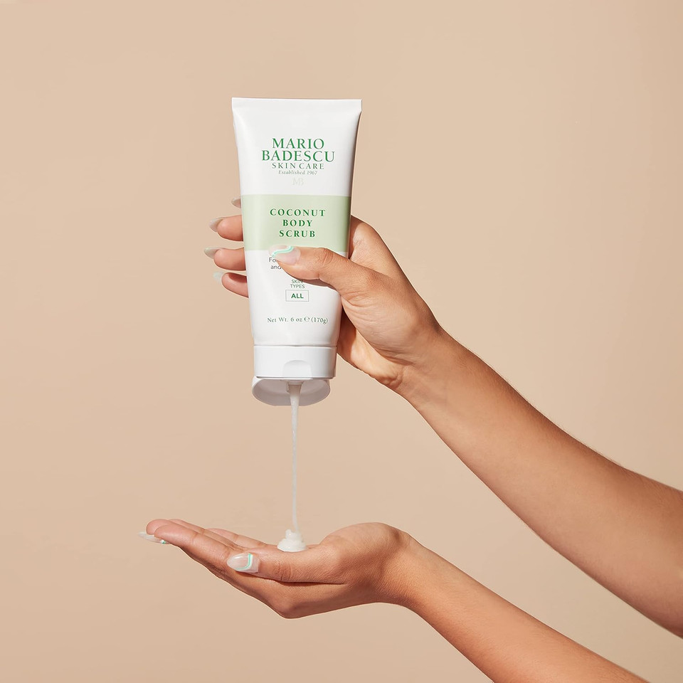 Mario Badescu Coconut Body Scrub For All Skin Types | Body Scrub That Softens And Smoothes |Formulated With Niacinamide & Salicylic Acid| 6 Oz