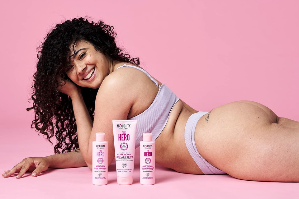 Noughty 97% Natural The Hero Body Wash For Parched And Dehydrated Skin, With Sweet Almond Oil And Hyaluronic Acid, Sulphate Free Vegan Bodycare 200Ml