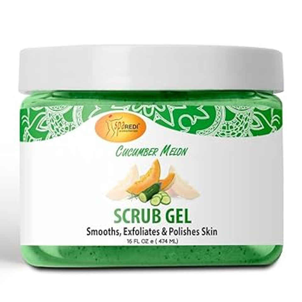 Spa Redi  Exfoliating Scrub Pumice Gel, Cucumber Melon, 16 Oz - Manicure, Pedicure And Body Exfoliator Infused With Hyaluronic Acid, Amino Acids, Panthenol And Comfrey Extract