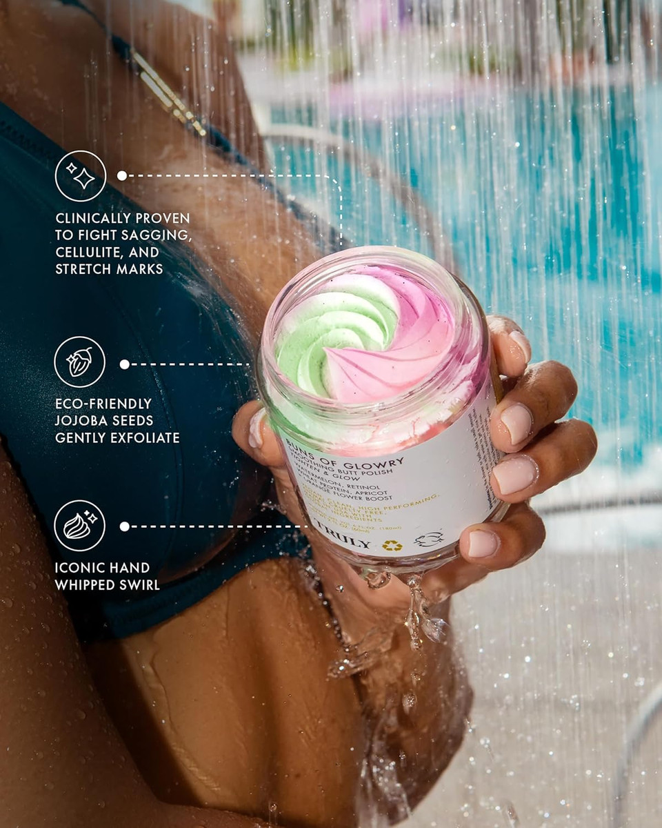 Truly Beauty Buns Of Glowry Body Polish - Exfoliating Body Scrub - Brightening Body Scrubs For Women Exfoliation, Keeps Skin Hydrated, Helps Smoothen Cellulite And Stretch Marks - 2 Oz