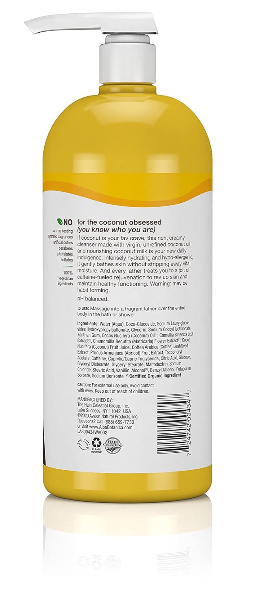 Alba Botanica Very Emollient Body Wash, Coconut Rescue, 32 Oz
