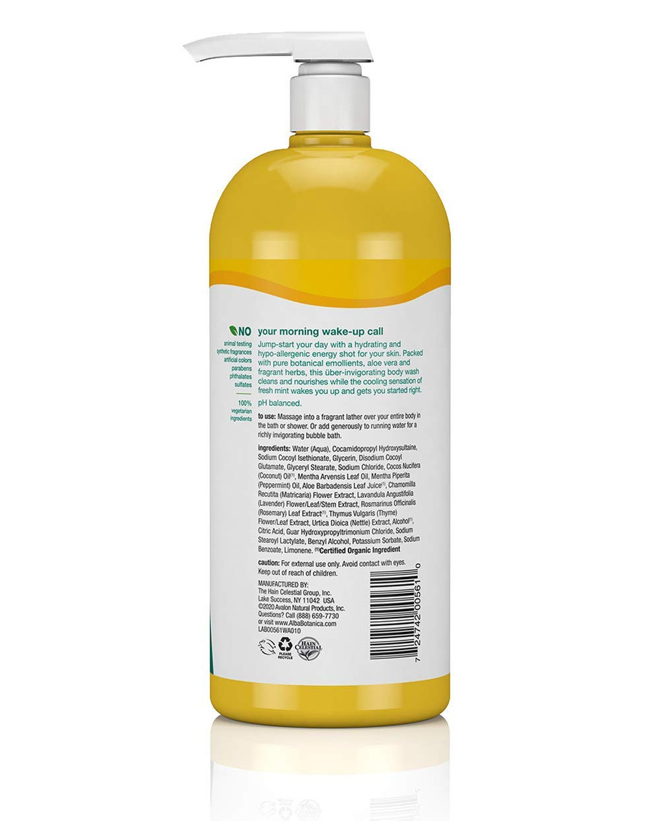 Alba Botanica Very Emollient Body Wash, Sparkling Mint, 32 Oz