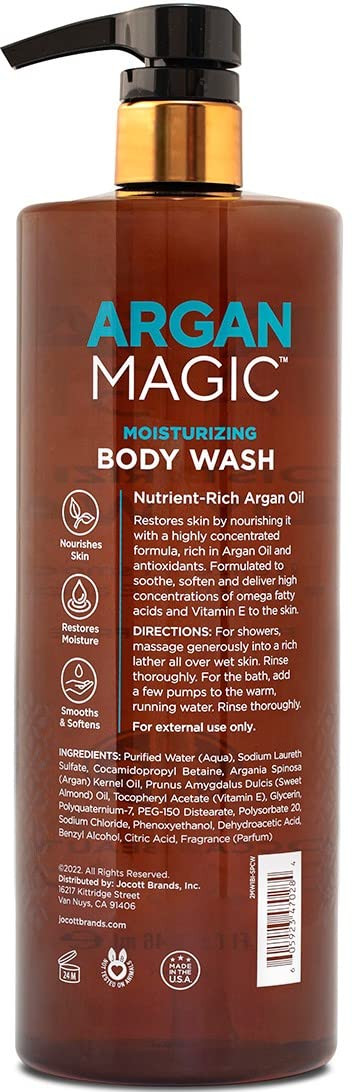 Argan Magic Cleansing Body Wash - Gently Cleanses, Revitalizes & Smooths Skin | Enriched With Argan Oil, Sweet Almond Oil & Vitamin E | Made In Usa | Paraben Free | Cruelty Free (32 Oz / 946 Ml)