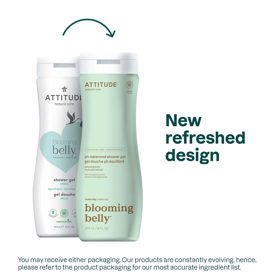 Attitude Pregnancy Ph-Balanced Body Wash, Ewg Verified, Dermatologically Tested, Plant And Mineral-Based, Vegan Maternity Products, Argan Leaf Extract, 16 Fl Oz