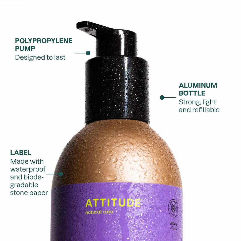Attitude Shampoo And Body Wash For Kids, Ewg Verified, Plant- And Mineral-Based Ingredients, Hypoallergenic Vegan And Cruelty-Free, Refillable Aluminum Bottle, Vanilla And Pear, 16 Fl Oz