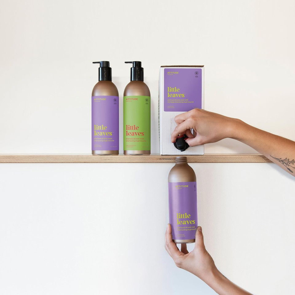 Attitude Shampoo And Body Wash For Kids, Ewg Verified, Plant- And Mineral-Based Ingredients, Hypoallergenic Vegan And Cruelty-Free, Refillable Aluminum Bottle, Vanilla And Pear, 16 Fl Oz