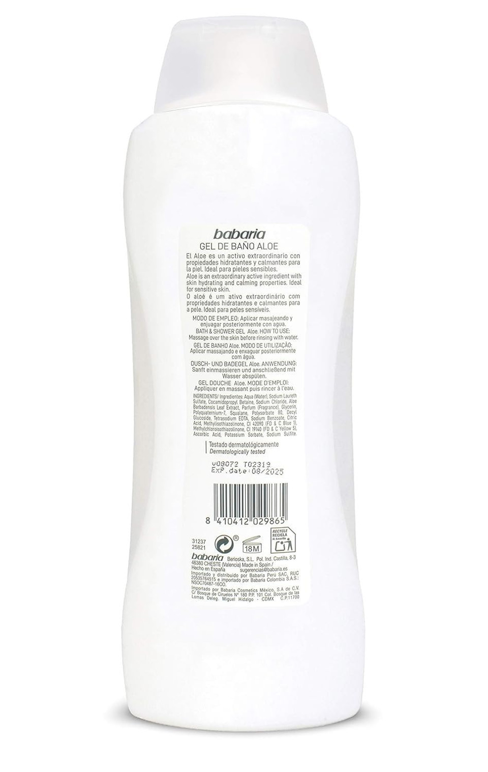 Babaria Aloe Vera Body Wash - Gives Calming And Fresh Sensation - Provides Soothing And Regenerating Properties - Contains Natural Ingredients - Suitable For All Skin Types - 20.3 Oz