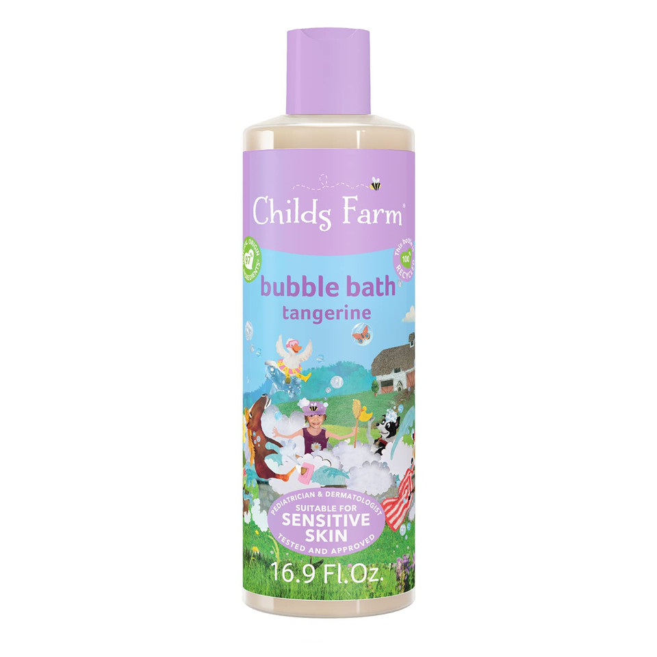 Childs Farm, Kids Bubble Bath For Dry, Sensitive Skin, Organic Tangerine, Gently Cleanses & Soothes, Vegan, Cruelty-Free, 16.9 Fl Oz