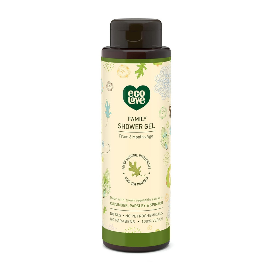 Ecolove - Natural Moisturizing Body Wash For Dry Skin - With Organic Cucumber - No Sls Or Parabens - Vegan And Cruelty-Free Shower Gel, 17.6 Oz