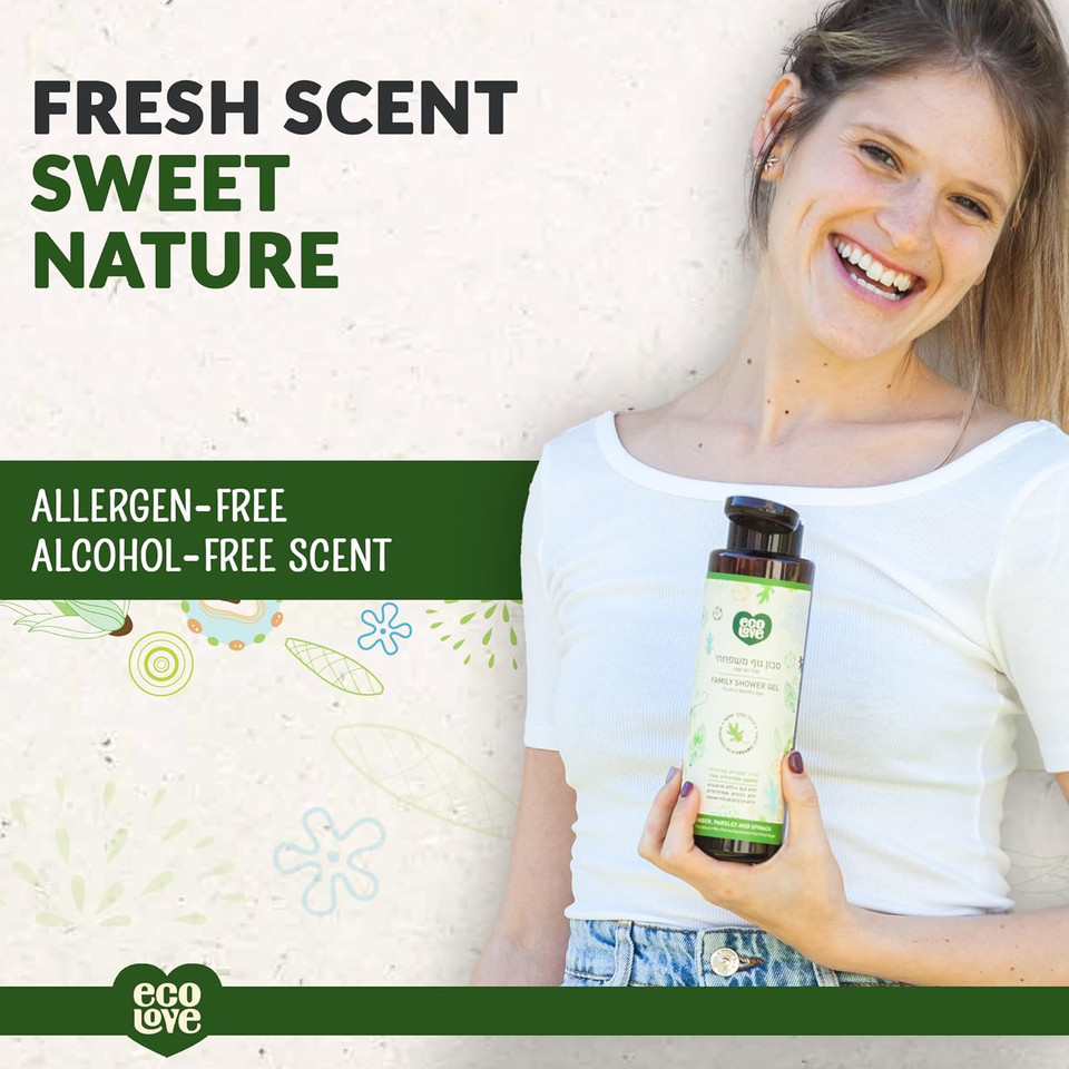 Ecolove - Natural Moisturizing Body Wash For Dry Skin - With Organic Cucumber - No Sls Or Parabens - Vegan And Cruelty-Free Shower Gel, 17.6 Oz