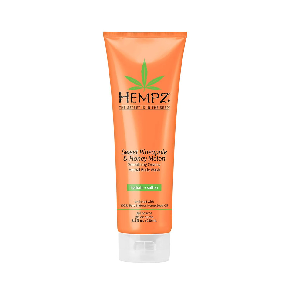 Hempz Herbal Body Wash For Women, Sweet Pineapple & Honey Melon, 8.5 Fl. Oz. - Creamy, Hydrating Body Wash With 100% Pure Hemp Seed Oil, Shea Butter, Vitamins A & E - Premium Shower And Bath Products