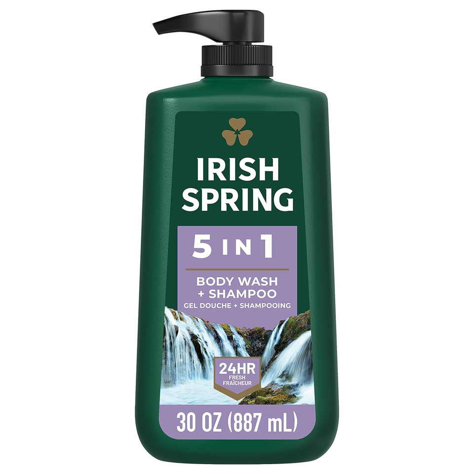 Irish Spring 5 In 1 Body Wash For Men, Men'S Body Wash, Smell Fresh And Clean For 24 Hours, Conditions And Cleans Body, Face, And Hair, Made With Biodegradable Ingredients, 30 Oz Pump30 Fl Oz (Pack Of 1)