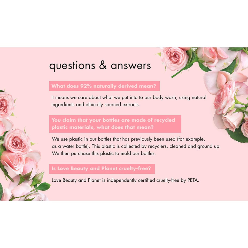 Love Beauty And Planet, Bountiful Moisture Body Wash To Clean Hydrate Skin Murumuru Butter Silicone Free Paraben Free Vegan, Rose, 16 Fl Oz16 Fl Oz (Pack Of 1) Love Beauty And Planet, Bountiful Moisture Body Wash To Clean Hydrate Skin Murumuru Butter Silicone Free Paraben Free Vegan, Rose, 16 Fl Oz16 Fl Oz (Pack Of 1)