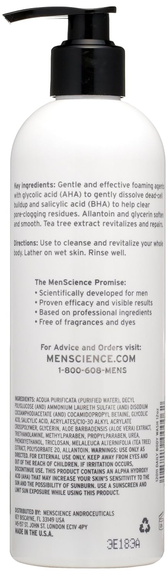 Menscience Androceuticals Daily Body Wash, 12 Fl Oz