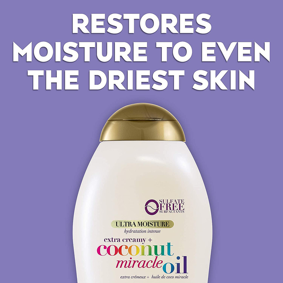 Ogx Extra Creamy + Coconut Miracle Oil Ultra Moisture Body Wash, 58.5 Fl Oz, Pack Of 3