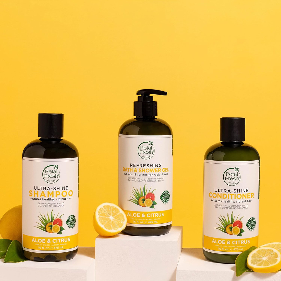 Petal Fresh Aloe & Citrus Pure Refreshing Bath & Shower Gel, Revitalizing And Nourishing, Daily Cleansing, Natural Body Care, Vegan And Cruelty Free, 16 Oz