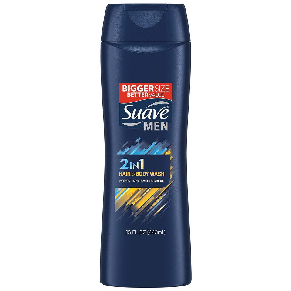 Suave Men 3In1 For Everyday Use Hair, Body And Face Wash Fragrance Bodywash, Shower Gel And Shampoo For Men 15 Fl Oz (Pack Of 6)