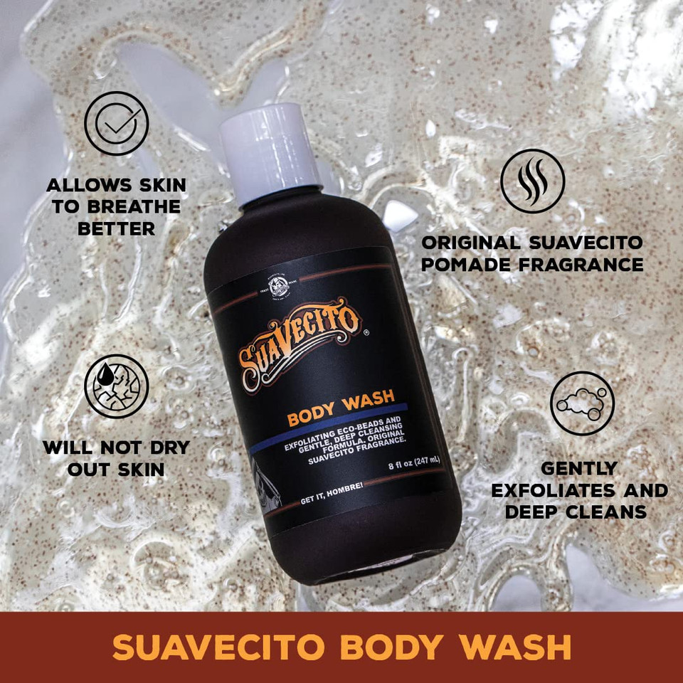 Suavecito Men'S Body Wash 16 Oz. Exfoliating Deep Cleaning Showering Original Fragrance