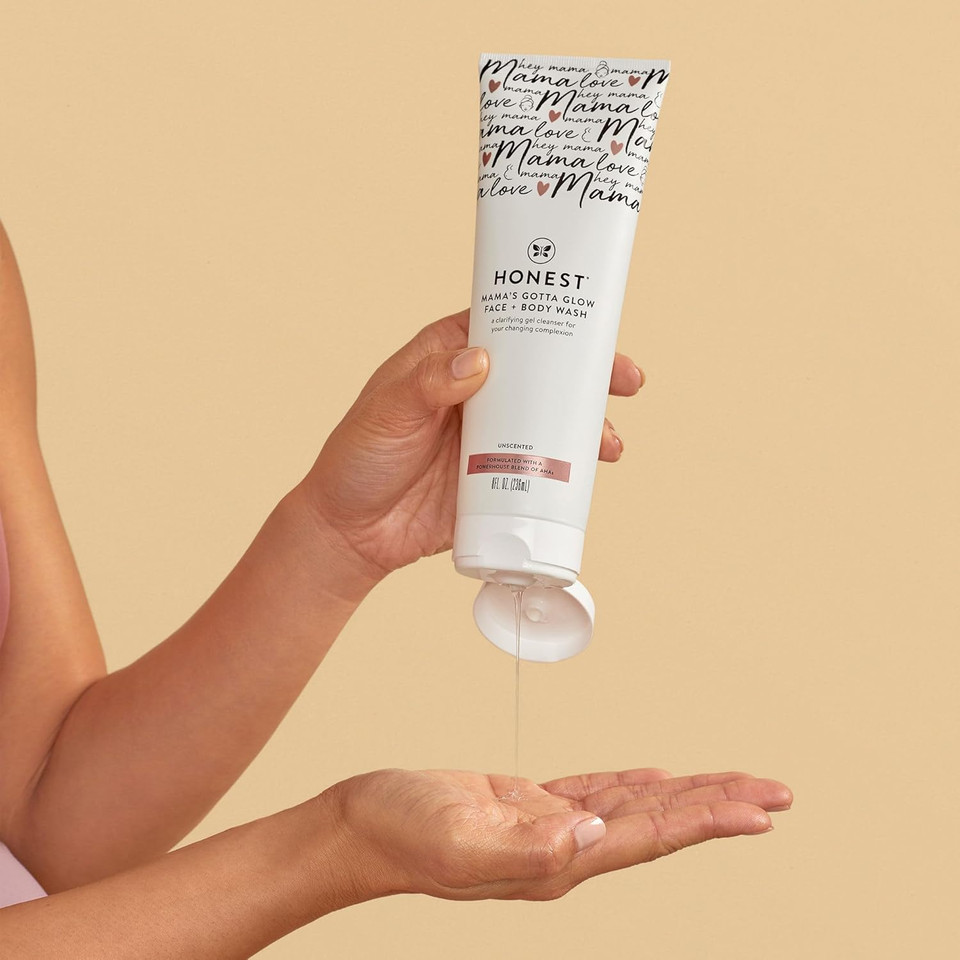 The Honest Company Honest Mama'S Gotta Glow Face And Body Wash | Pregnancy-Safe Clarifying + Exfoliating Aha Cleanser | 8 Fl Oz