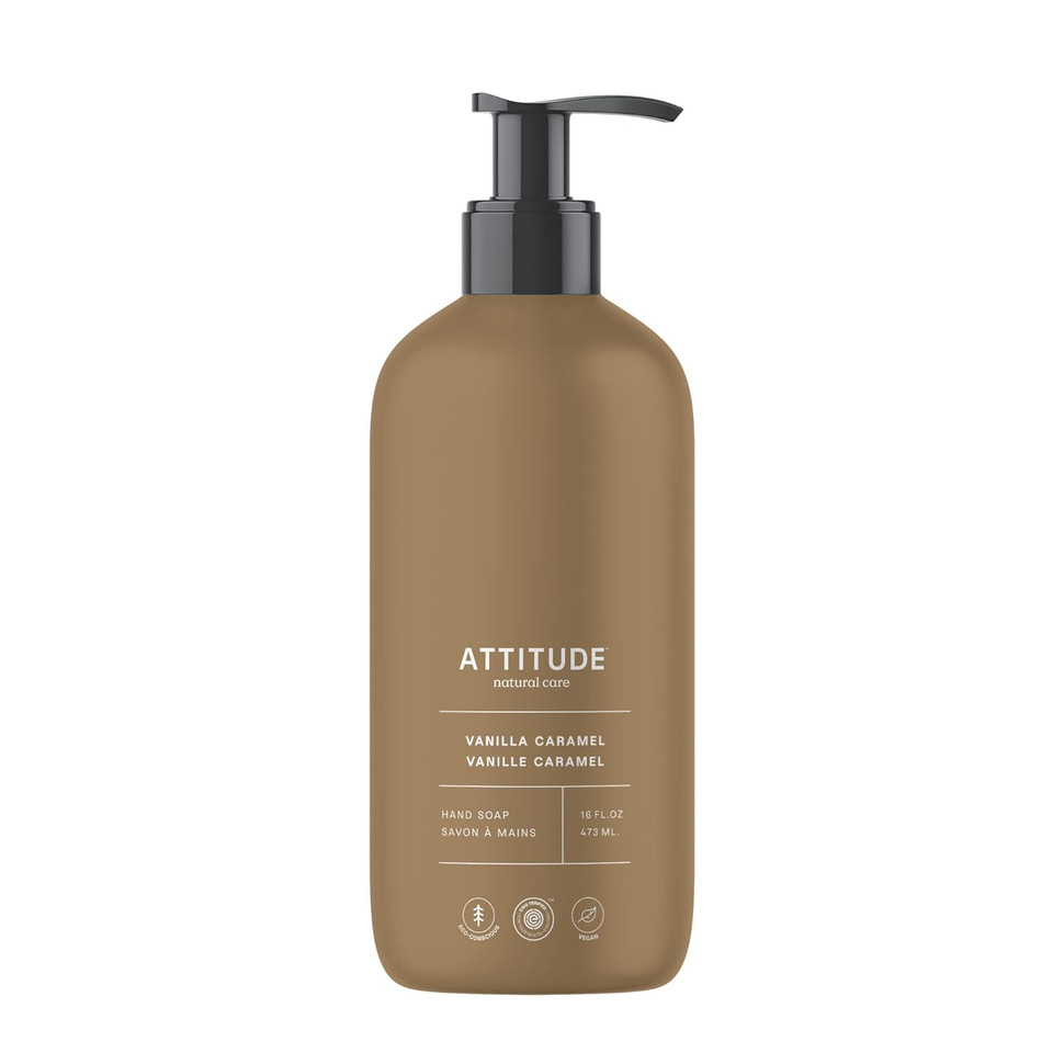 Attitude Limited Edition Liquid Hand Soap, Ewg Verified, Plant And Mineral-Based, Vegan Personal Care Products, Vanilla Caramel, 16 Fl Oz