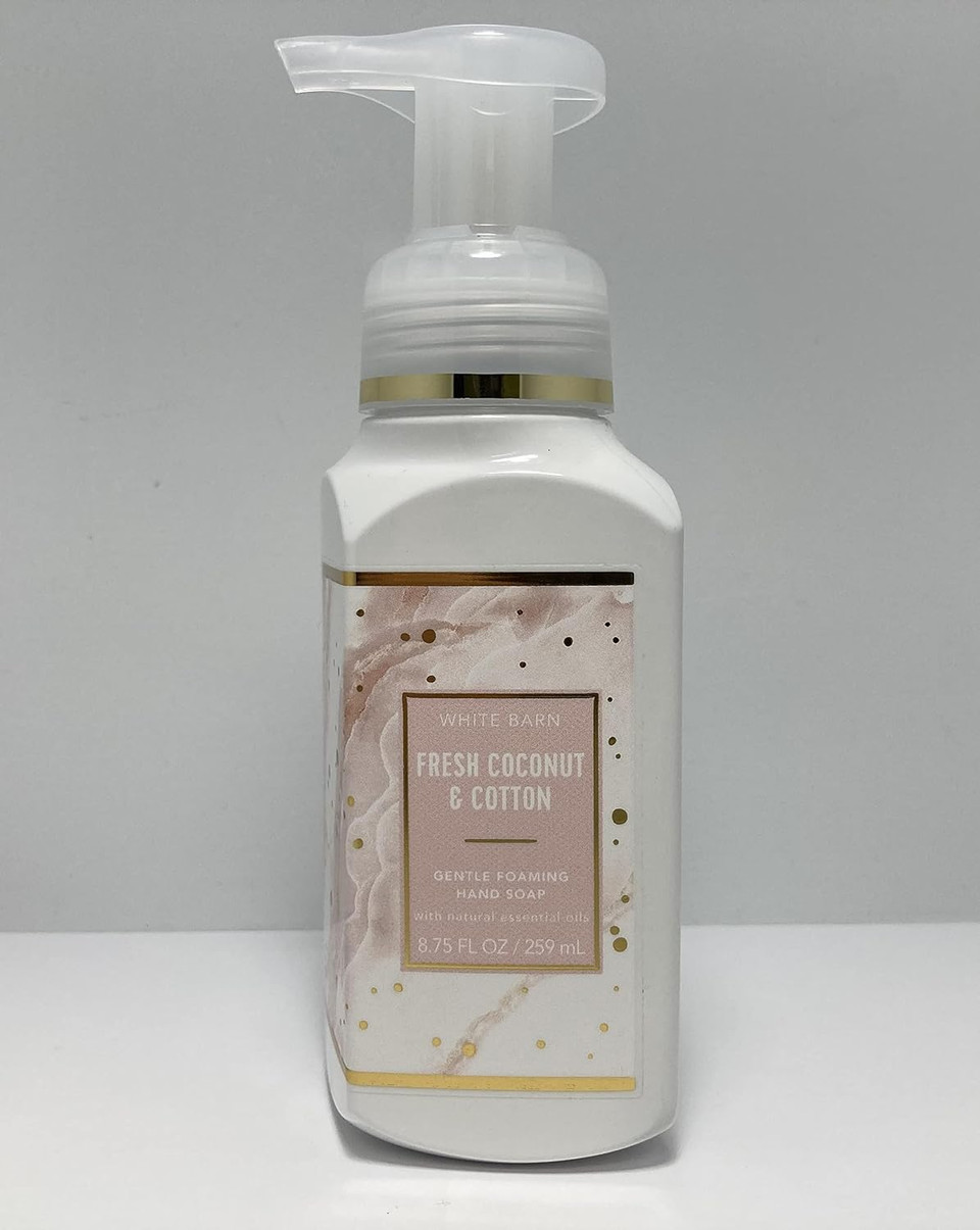 Bath And Body Works Fresh Coconut & Cotton Gentle Foaming Hand Soap 8.75 Ounce Full Size Pump Bottle White Barn Label Bath And Body Works Fresh Coconut & Cotton Gentle Foaming Hand Soap 8.75 Ounce Full Size Pump Bottle White Barn Label