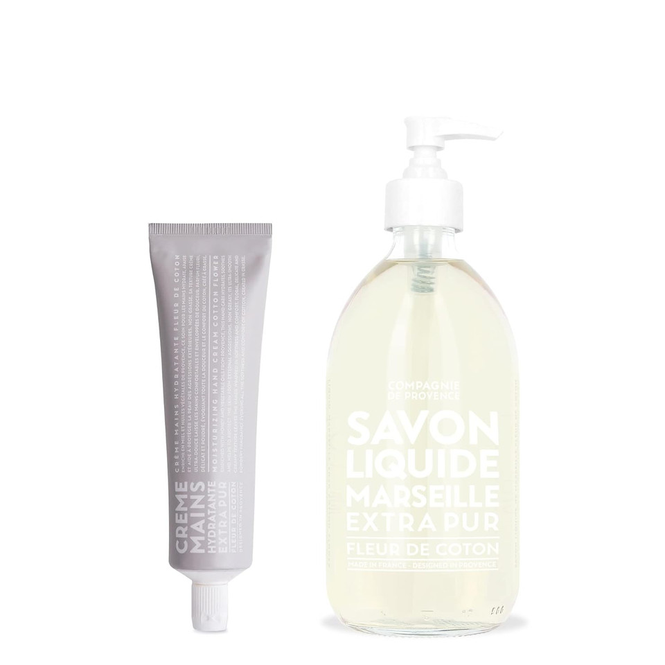 Compagnie De Provence Liquid Marseille Soap And Hand Cream Set, Cotton Flower10 Ounce