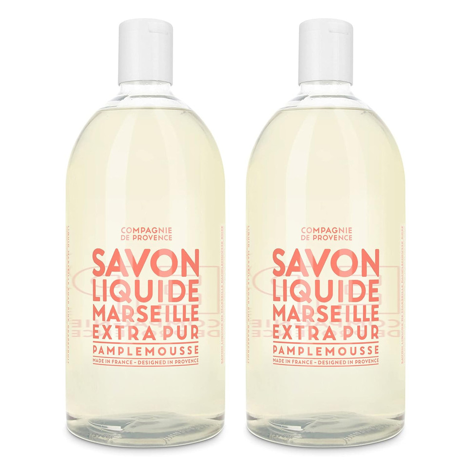Compagnie De Provence Savon De Marseille Extra Pure Liquid Soap - Pink Grapefruit - Bulk 67.6 Fl Oz Plastic Bottle Refill