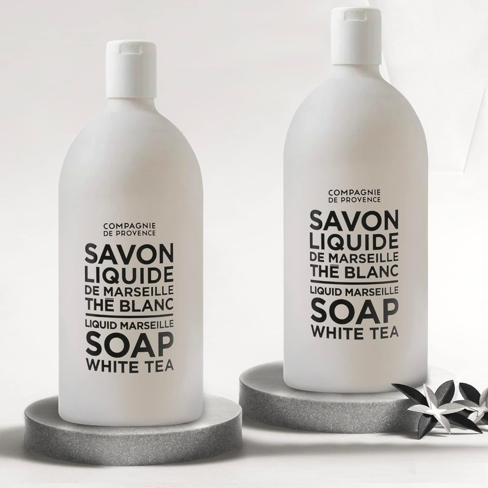 Compagnie De Provence Savon De Marseille Extra Pure Liquid Soap - White Tea - Bulk 67.6 Fl Oz Plastic Bottle Refill