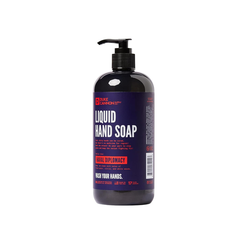 Duke Cannon Supply Co. Liquid Hand Soap - Naval Diplomacy, 17 Fl Oz, Keep 'Em Clean With Notes Of Fresh Water, Citrus, And White Woods