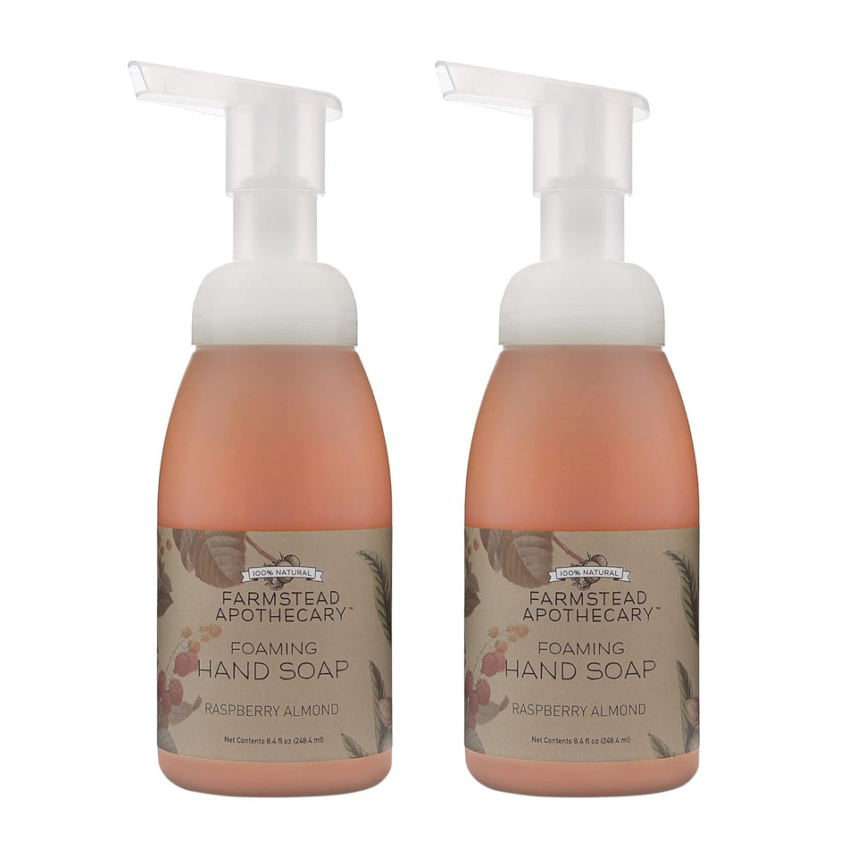 Farmstead Apothecary 100% Natural Hand Soap With Organic Coconut Oil & Organic Vitamin E Oil (Raspberry Almond, 2 Pack)