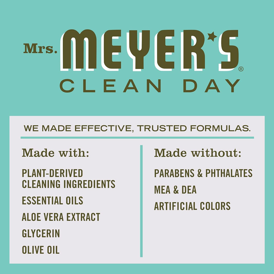 MRS. MEYER'S CLEAN DAY Hand Soap, Made with Essential Oils, Biodegradable Formula, Basil, 12.5 fl. oz - Pack of 11