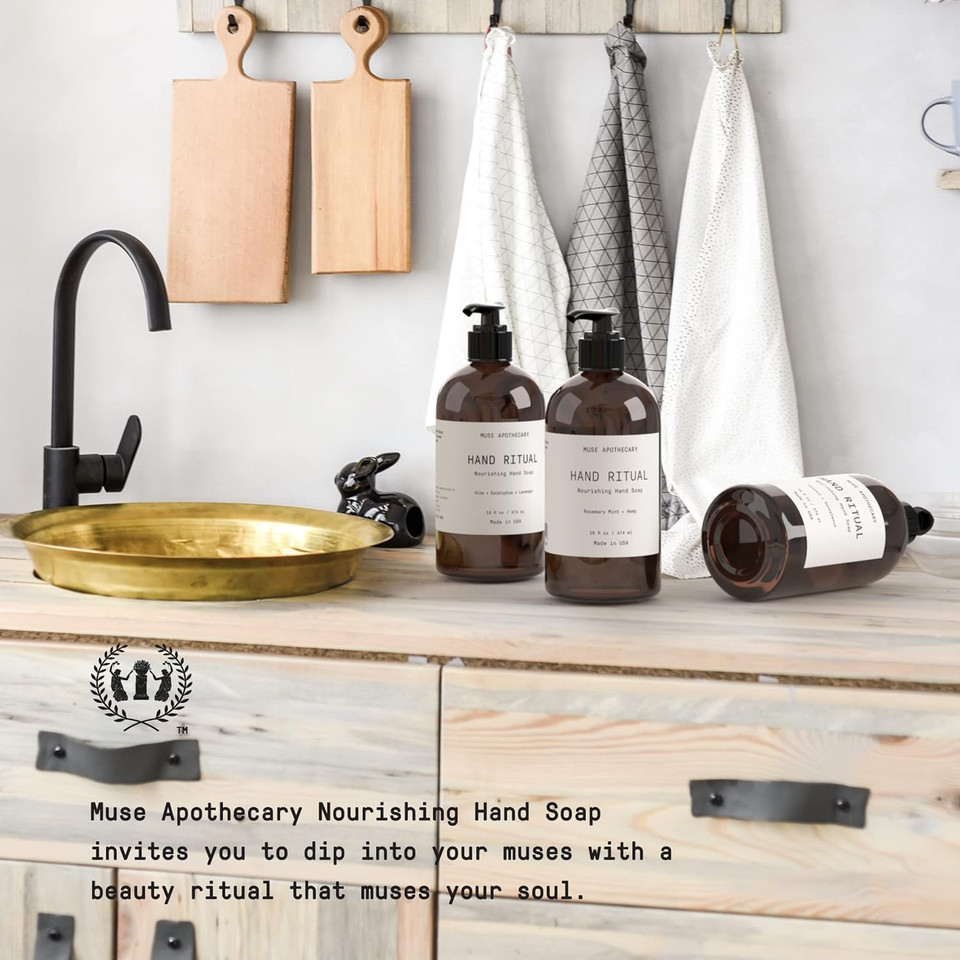 Muse Bath Apothecary Hand Ritual - Aromatic And Nourishing Hand Soap, Infused With Natural Aromatherapy Essential Oils - 16 Oz, Rosemary Mint + Hemp, 2 Packrosemary Mint + Hemp